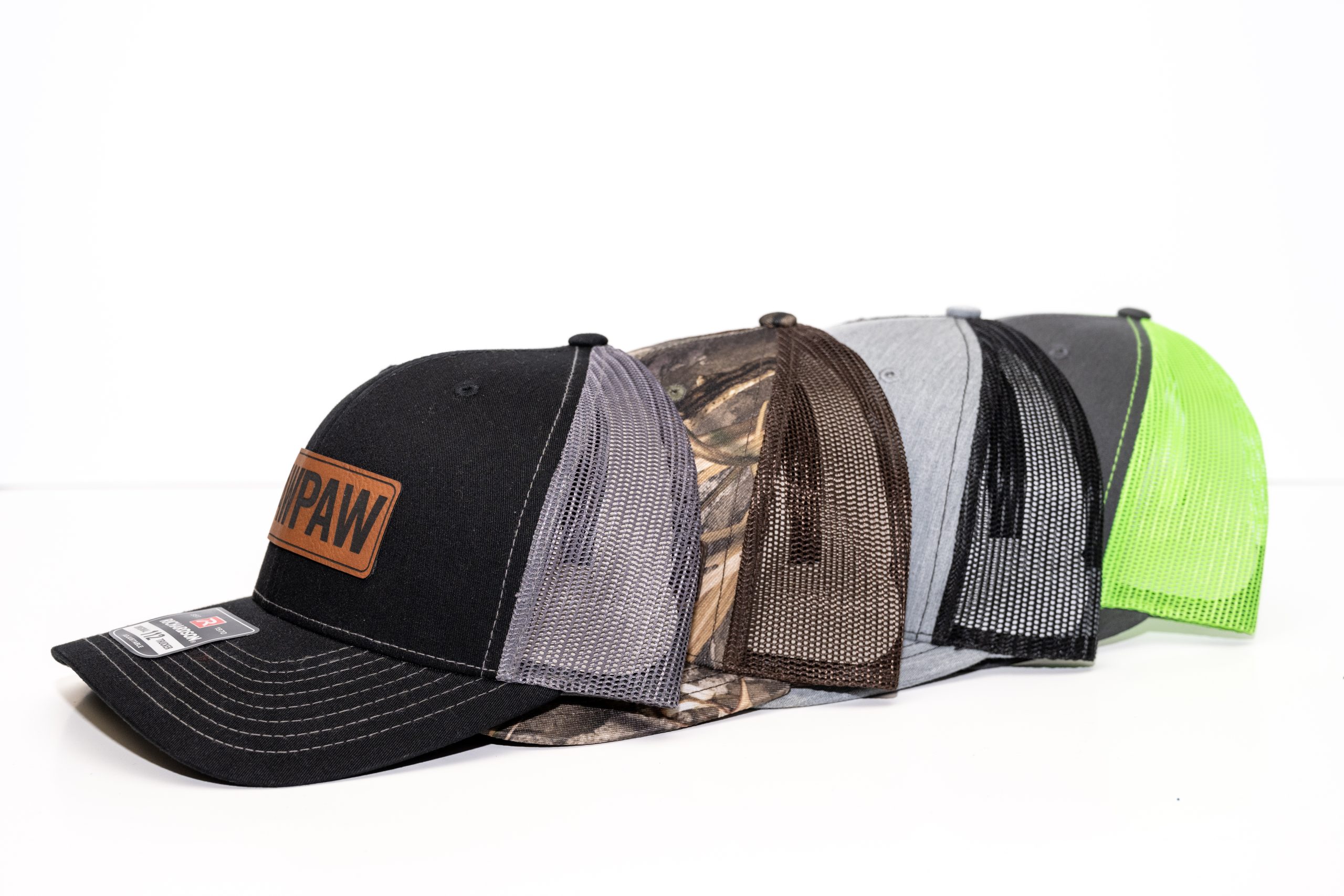 customized leather patch trucker hats